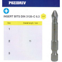Биты крестовые РZ1х 75мм S2 цилиндрические с насечкой DIN3126 хвостовик Е1/4 PROFI 
