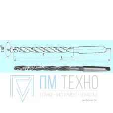 Сверло d 25,0х185х320 к/х Р6М5